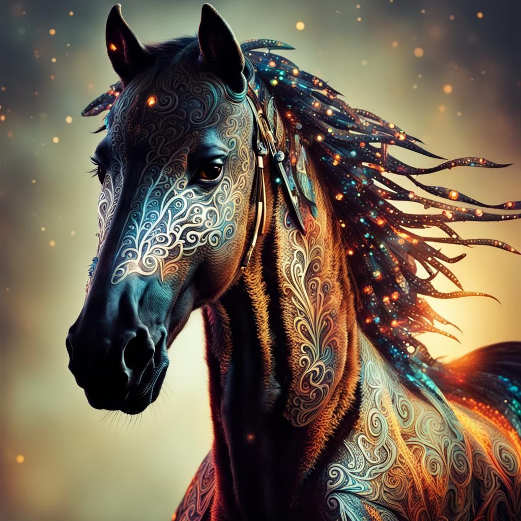 Fiery Luminous Steed: A Fantastical Creation