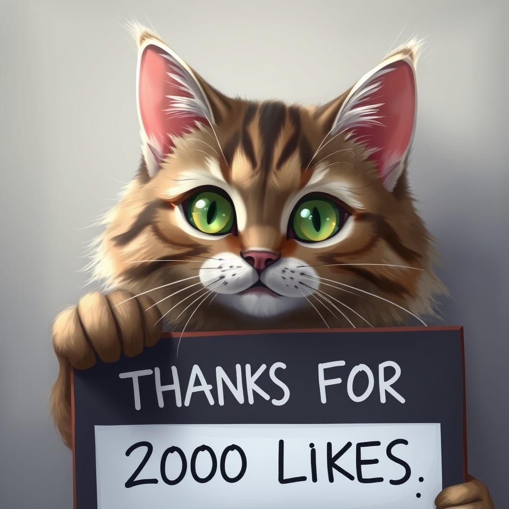 Tabby Cat Thanks You: Digital Art in Realistic Style