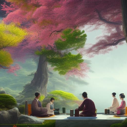 Ginkgo Tea Ceremony: Fantasy Concept Art