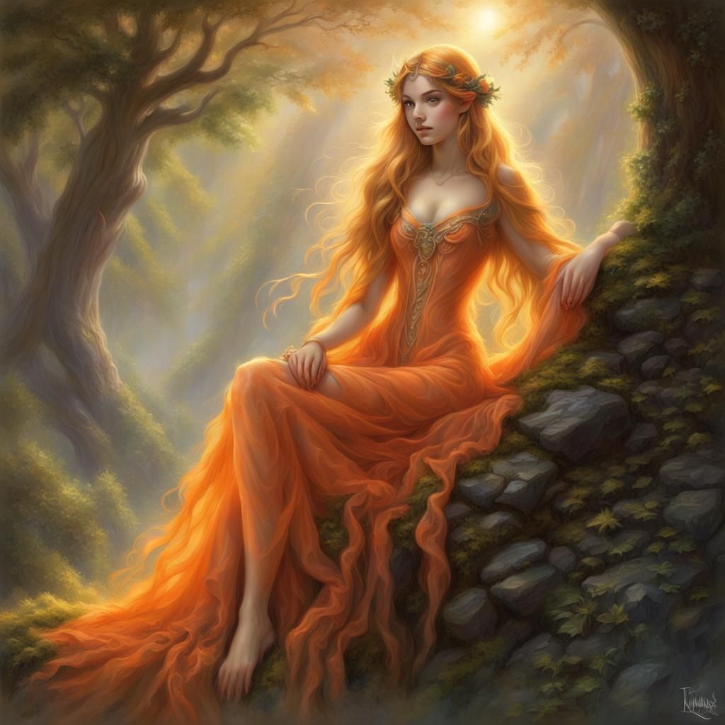 Ethereal Elven Fairy in a Kinkade-esque Fantasy