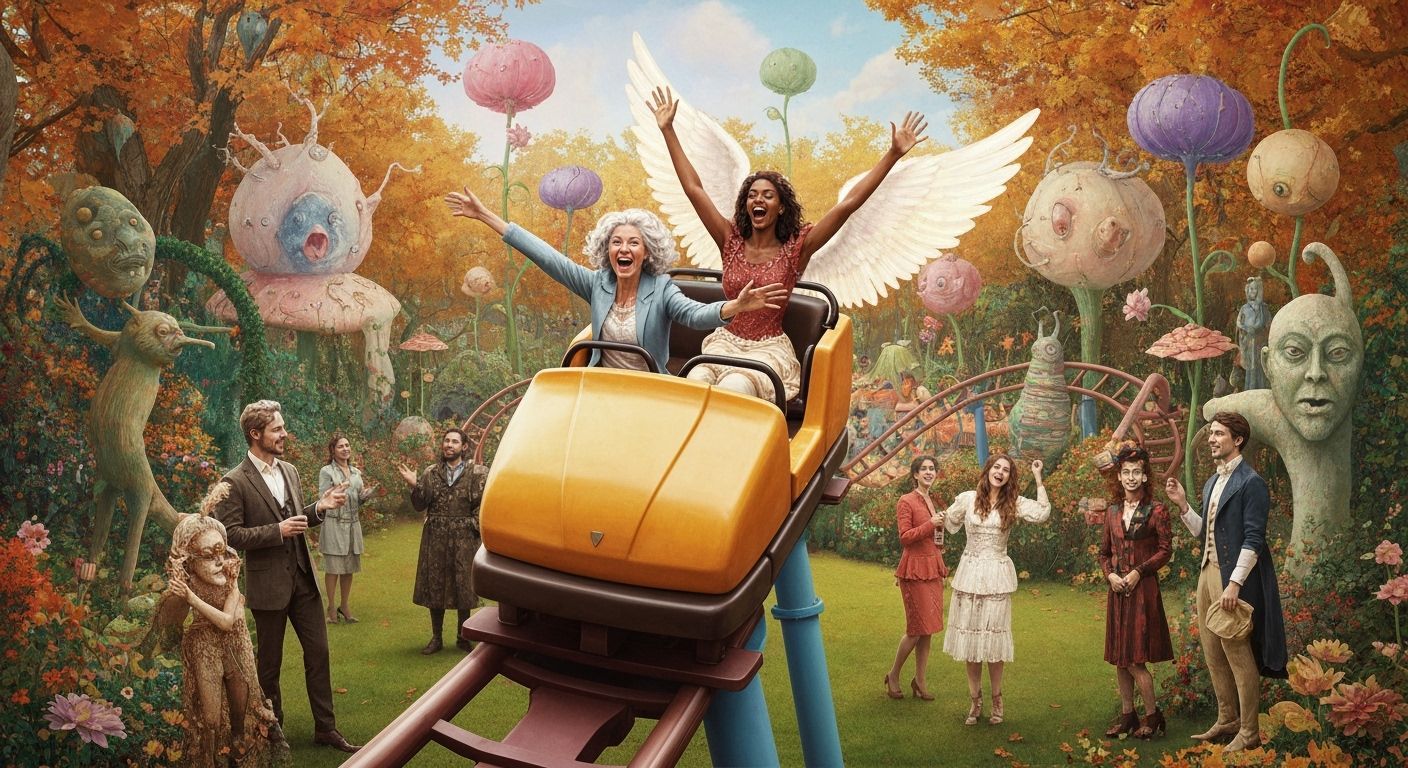 Angelic Roller Coaster Ride in Hyperreal Renaissance Style
