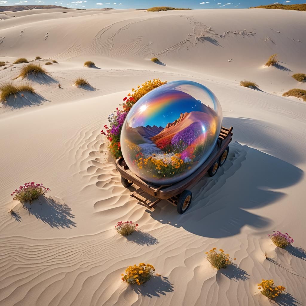 Bubble Wagon on White Sand Mountain: Fantasy Art