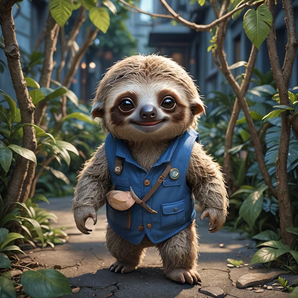 Adorable Sloth Portrait in Fantasycore Style