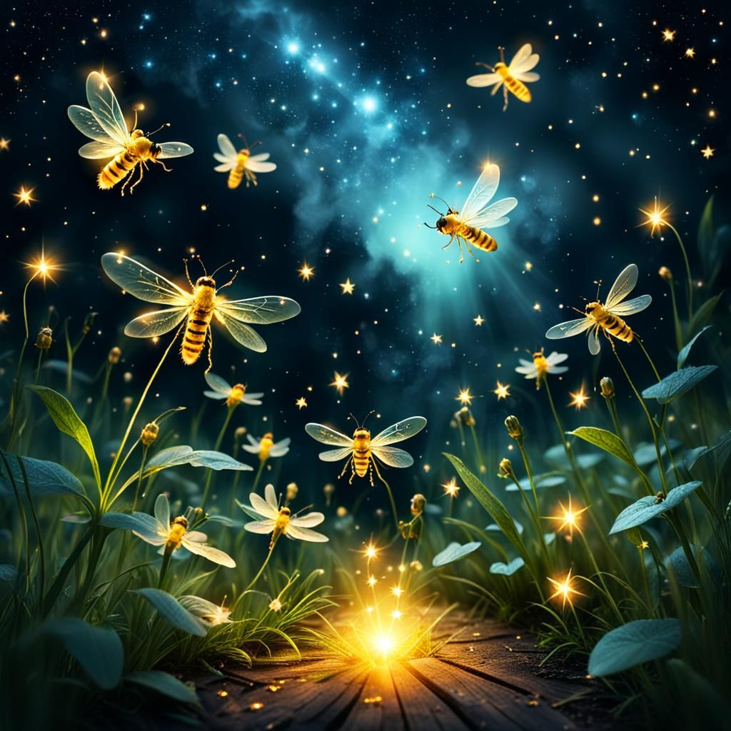Fireflies Ignite: A Divine Starry Night