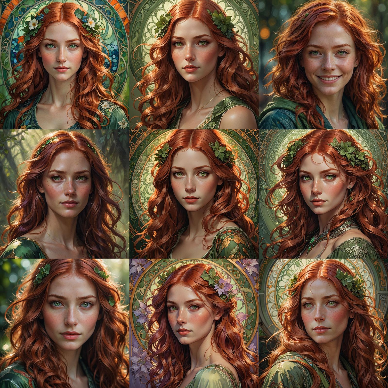 Red-Haired Woman Portrait in Hyperdetailed Digital Art