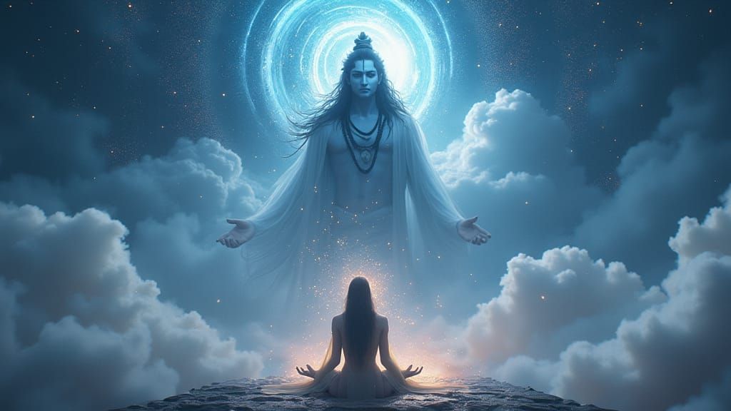 Lord Shiva in Cosmic Reverence: Ethereal Concept Art