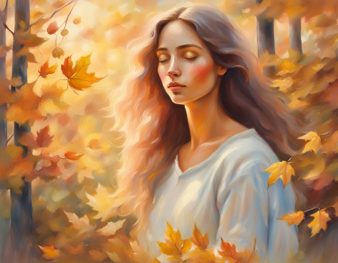 Autumn Forest Serenity: Impressionist Oil Painting