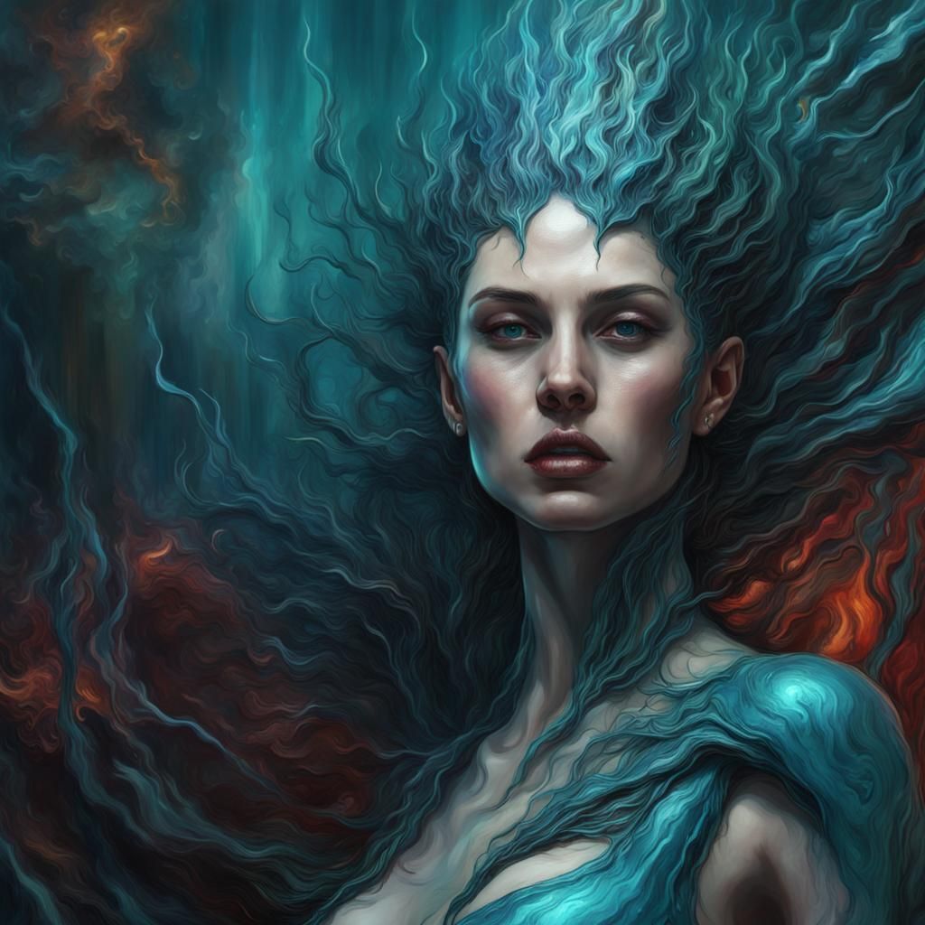 Teal Frequency Painting of Pain in Unreal Engine