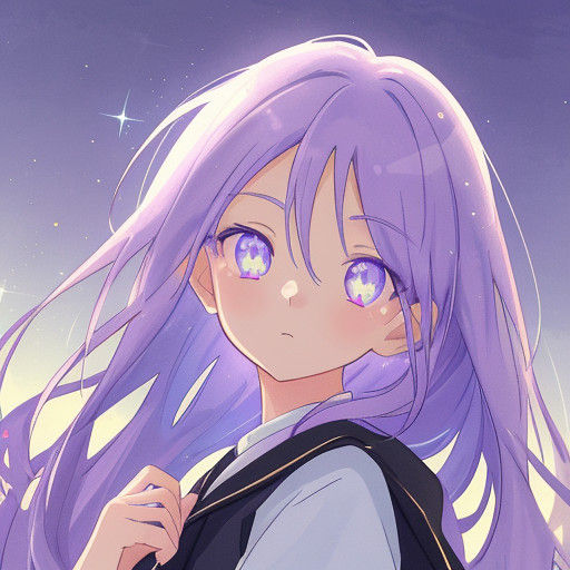 Lavender-Eyed Anime Girl Portrait in Vibrant, Dynamic Style