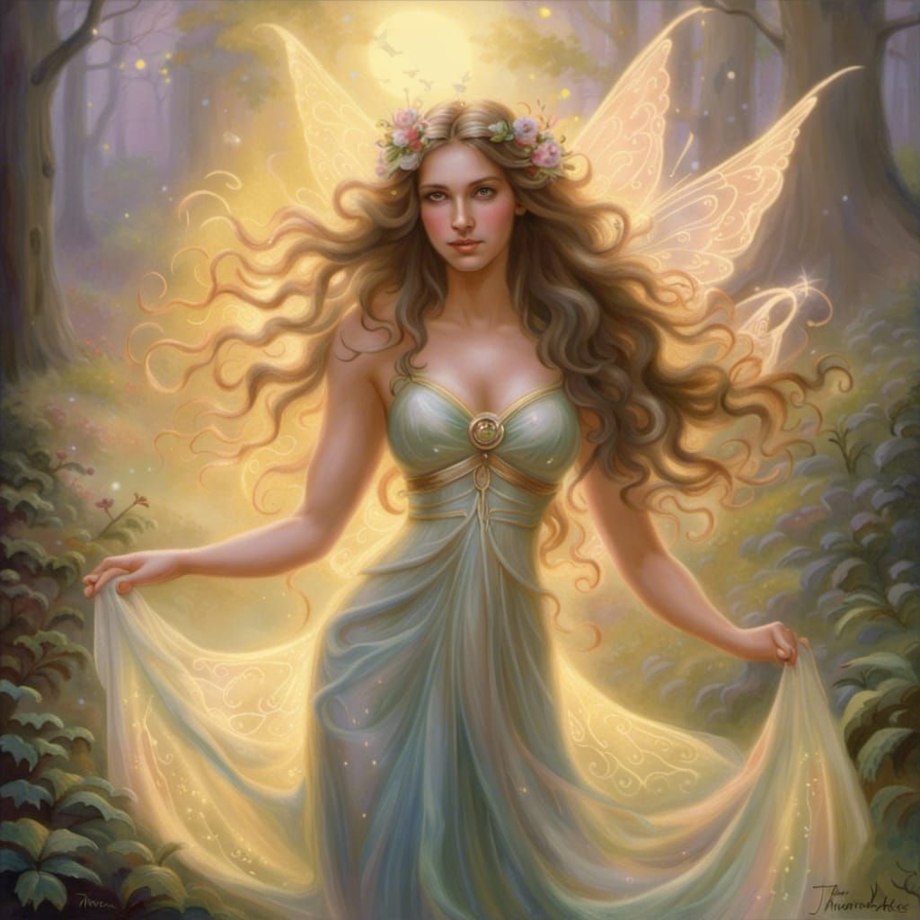 Ethereal Forest Goddess with Fairy Wings