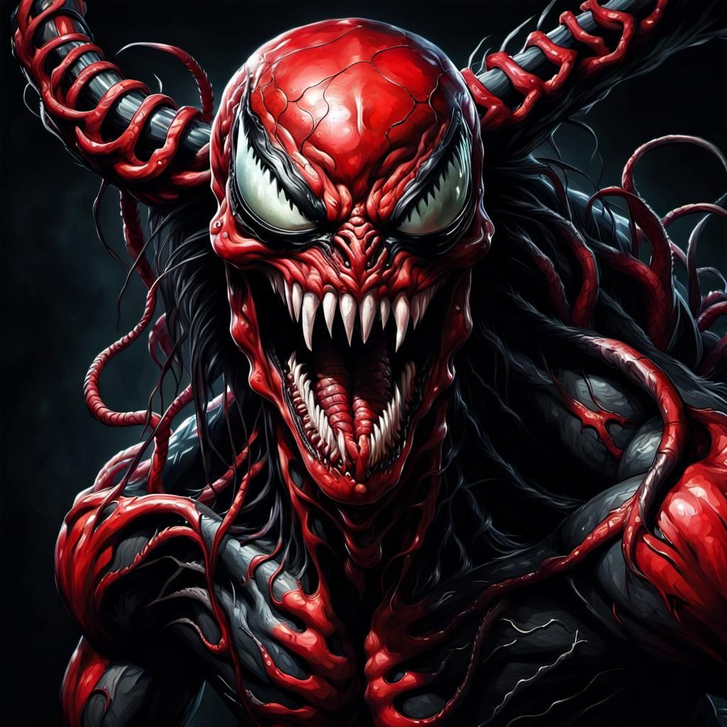 Sinister Venom Symbiote Portrait in Hyperrealistic Style