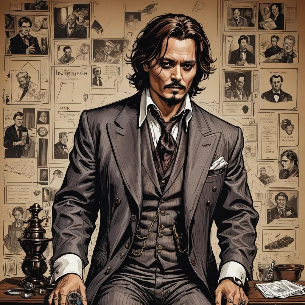Johnny Depp as Monsieur Brunette in Comic Book Style