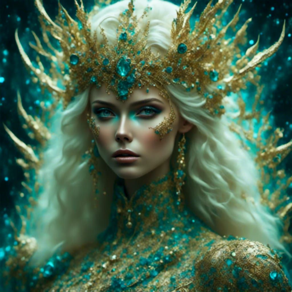 Vicious Golden Queen in Hyperreal Portrait