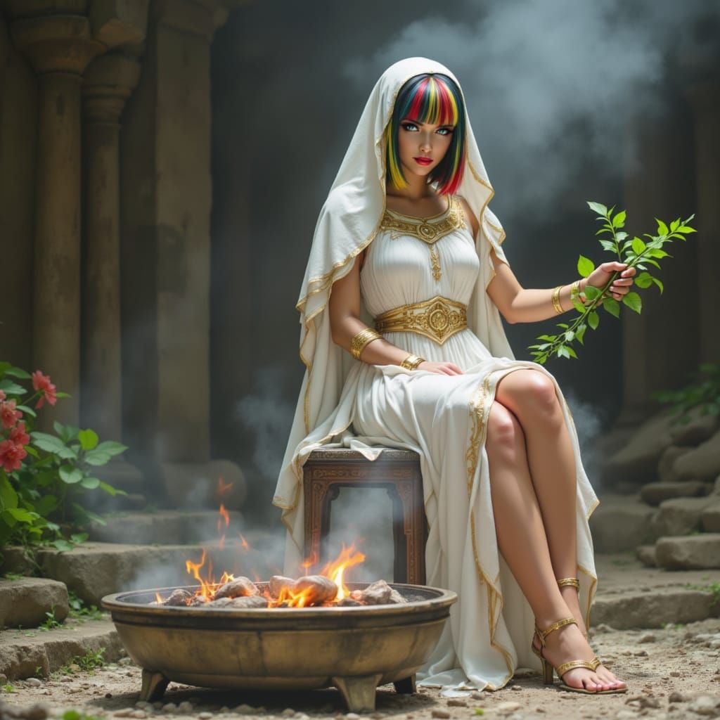 Ancient Greek Priestess with Laurel Branch