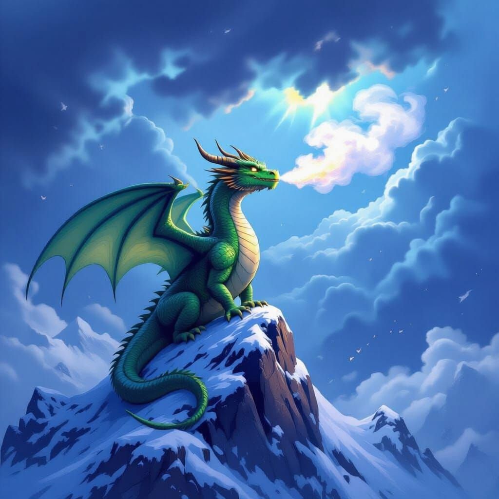 Embarrassed Dragon Fails to Breathe Fire on Mountain Peak
