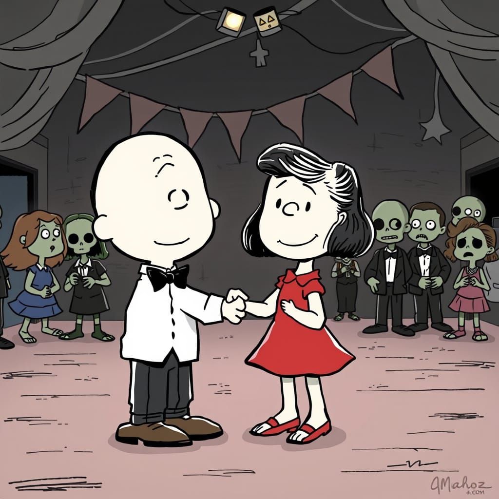 Peanuts Characters at a Zombie Formal Dance