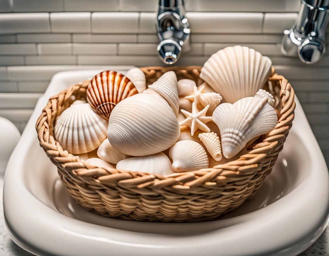 Seashells in Basket Soap Carving