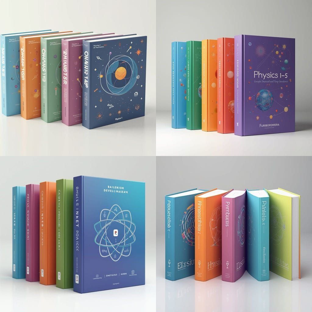 Five University Physics Textbooks With Unique Color Themes
