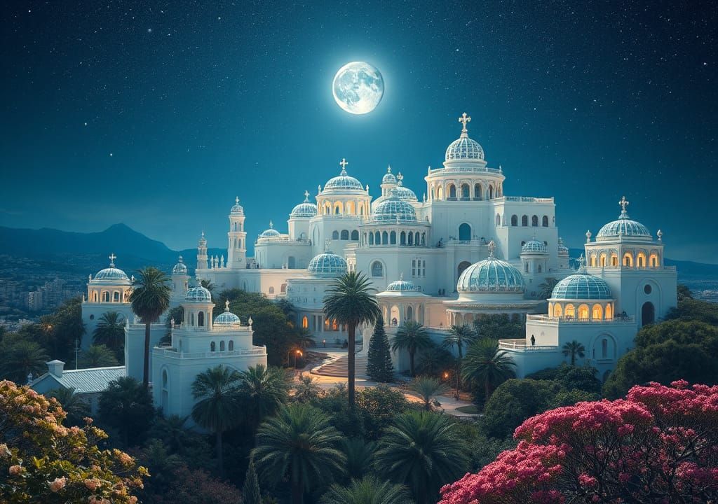 Futuristic Cosmic City Integrated with Nature