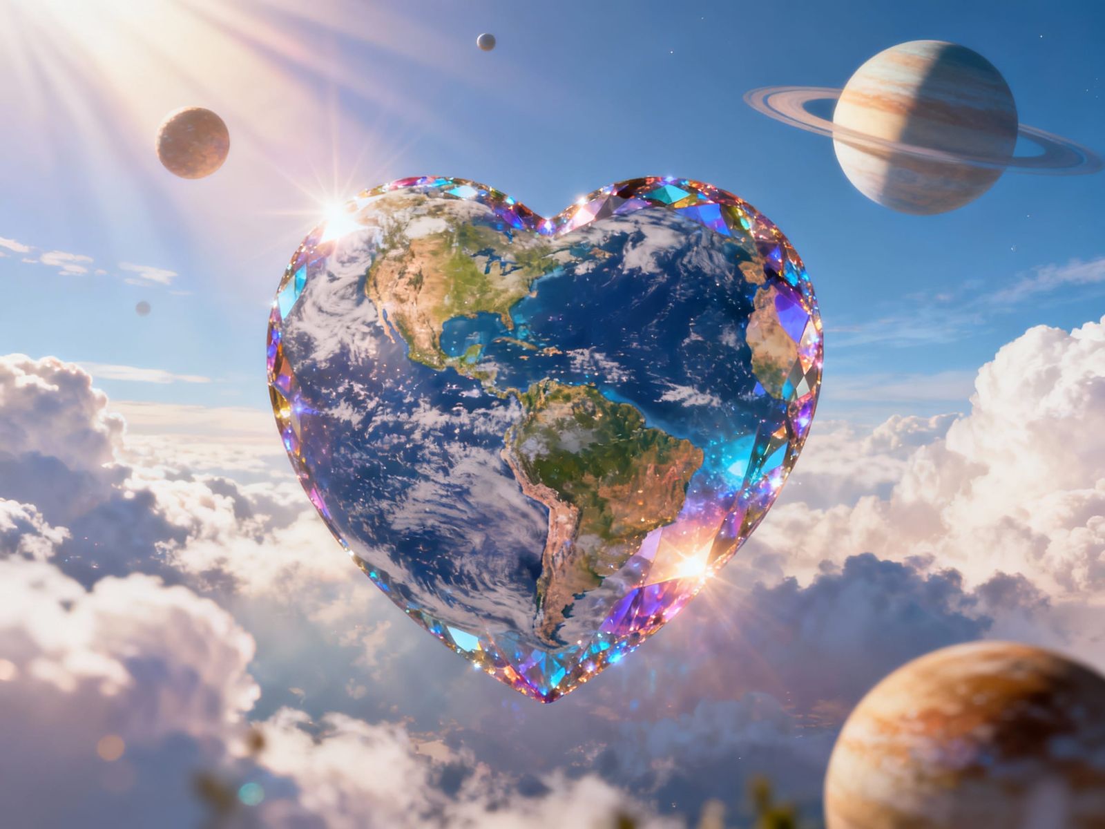 Cosmic Earth Jewel in Heavenly Sunshine