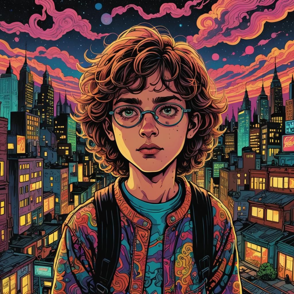 Psychedelic Teenager in Underground Comix Style