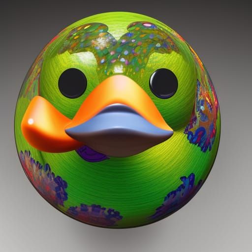 Hyperrealistic Duck Sphere in Splash Art Style