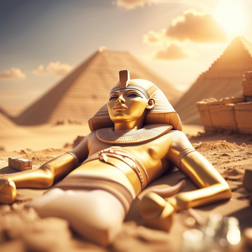 Egyptian Mummy Excavation Site in Golden Hour Light