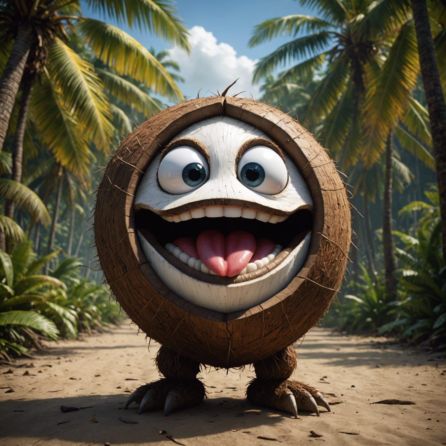Funny Coconut Character in Straight Jacket