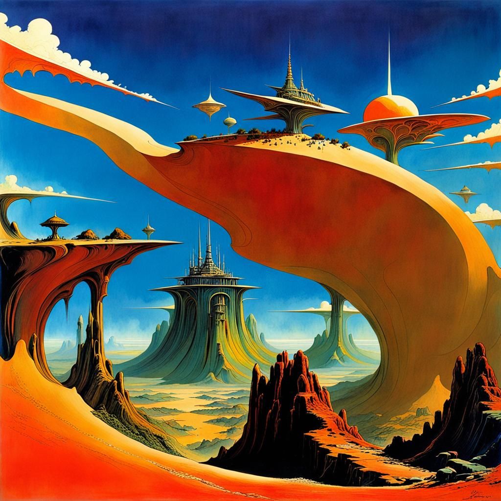 Surreal Floating Island Album Art by Roger Dean