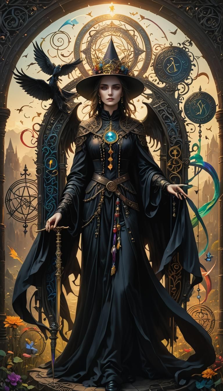 Gothic Calligraphy of Fate with Mystic Symbols