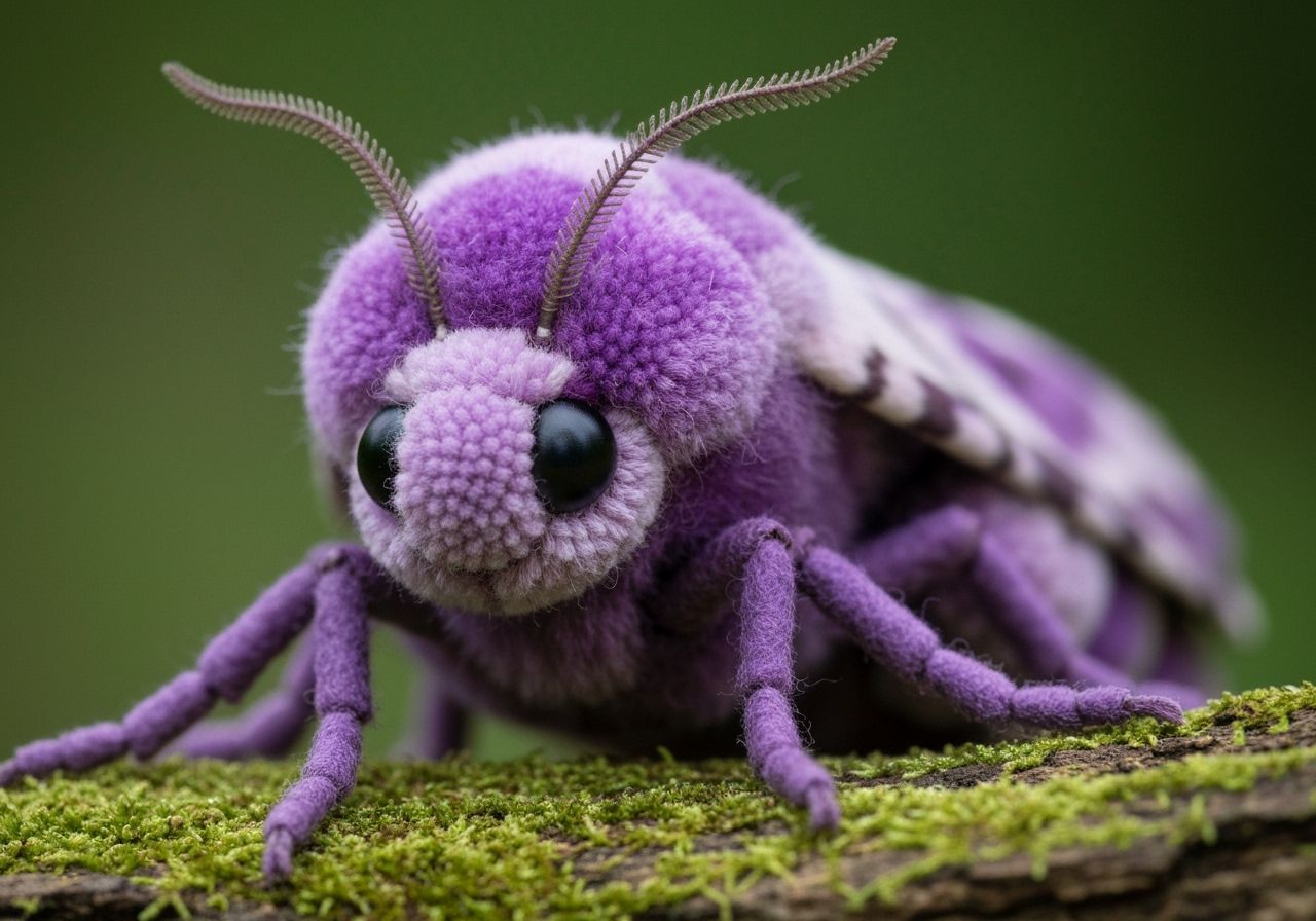 Pompom Moth Extreme Close-Up in Magical Realism