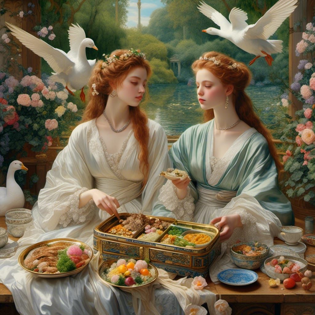 Rossetti and Mucha Style Bento Box Feast