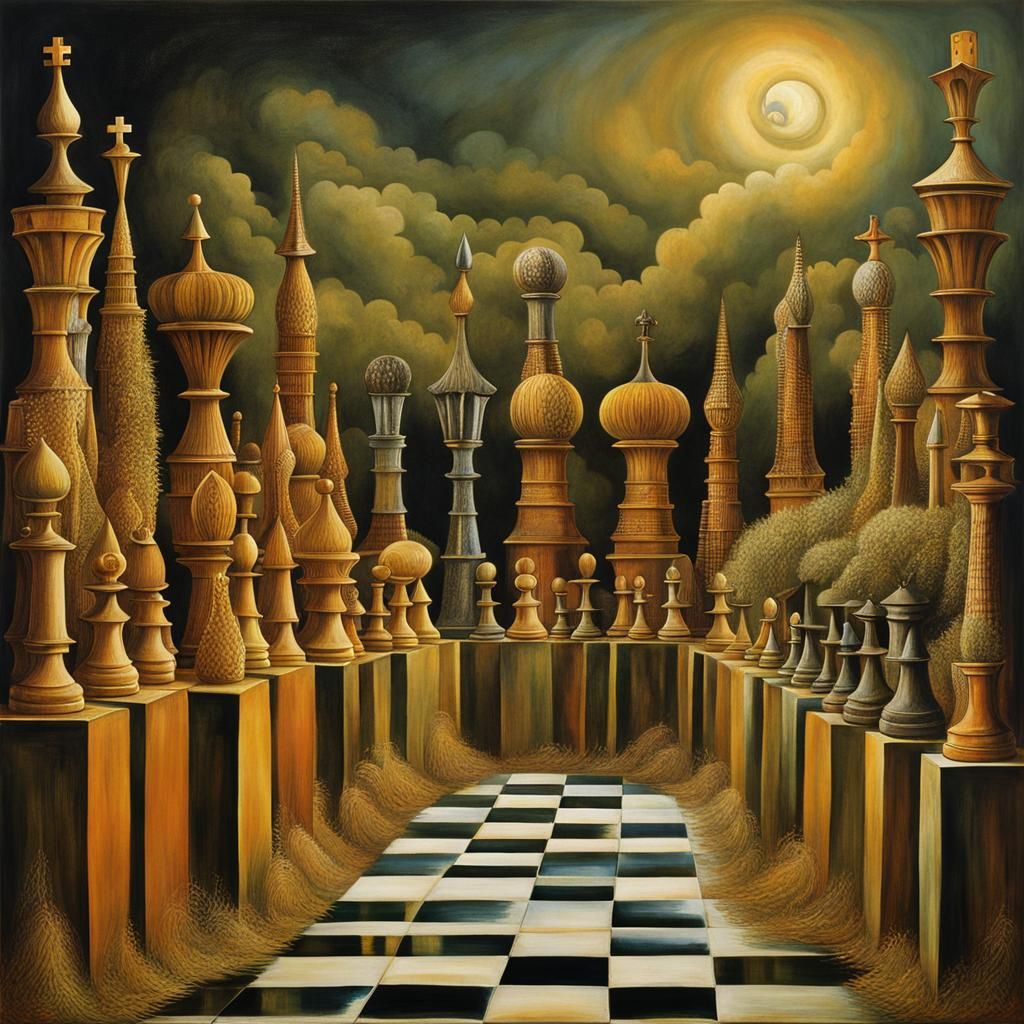 Surreal Chess World (after Remedios Varo)