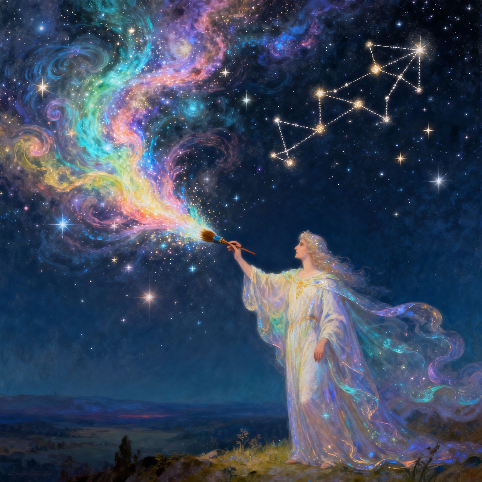 Celestial Artist Paints Night Sky with Stardust and Nebulae