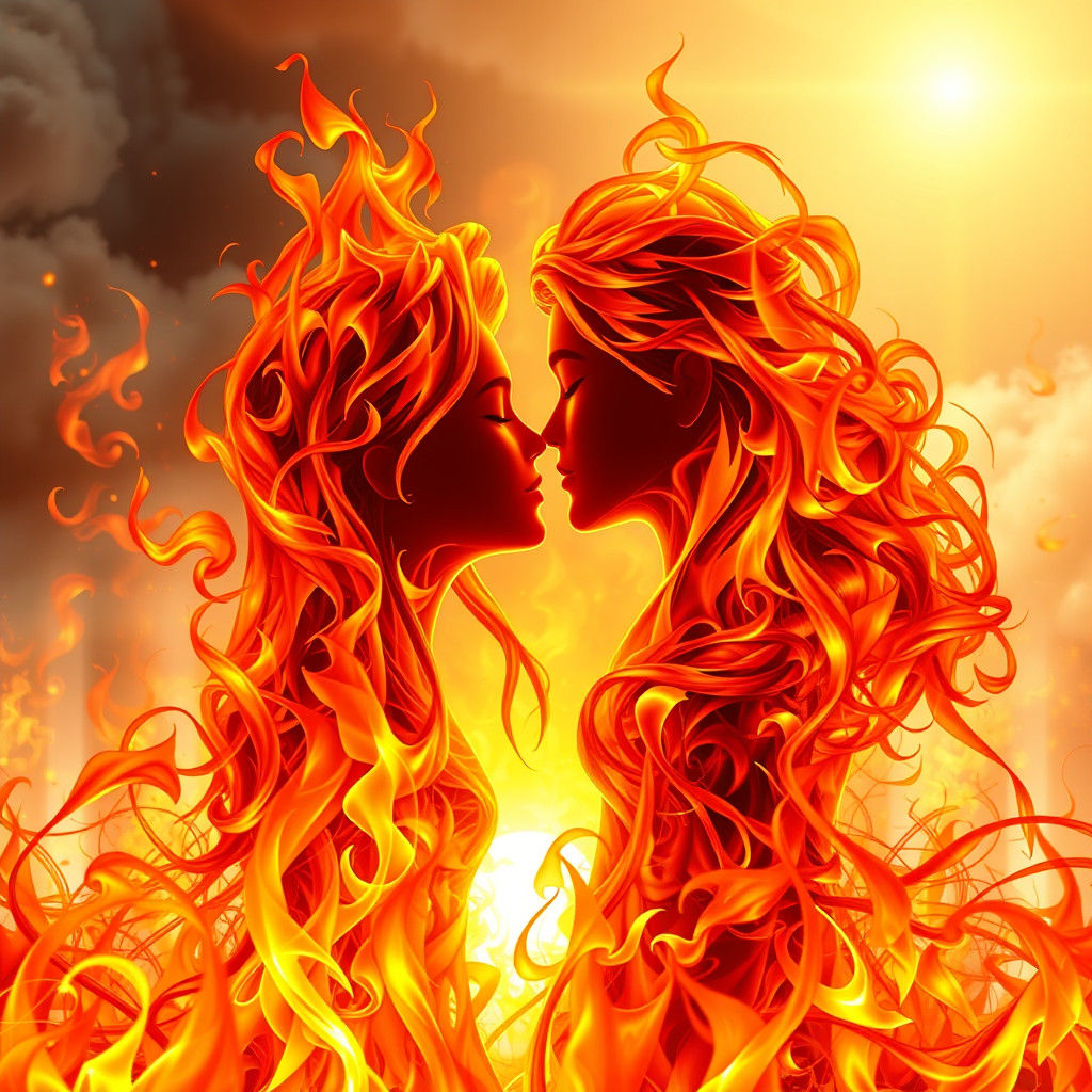 Fiery Couple's Portrait Walking into Land of Fire