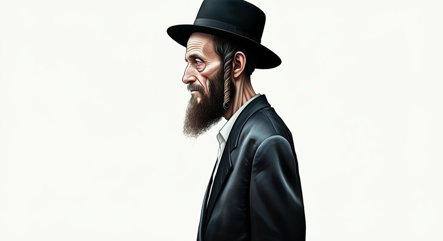 Digital Realistic Comic Style Portrait of a Hasidic Man