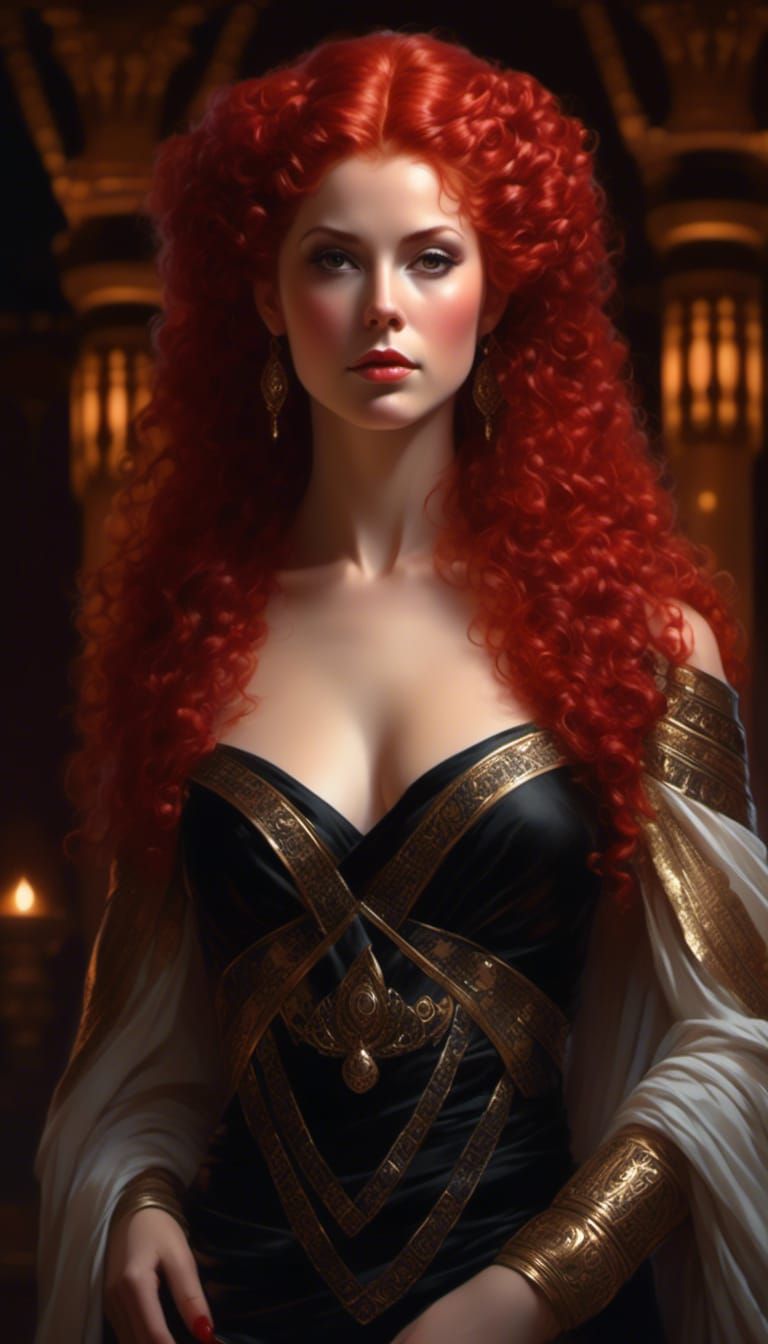 Jedi Lady Portrait with Red Hair and Detailed Toga