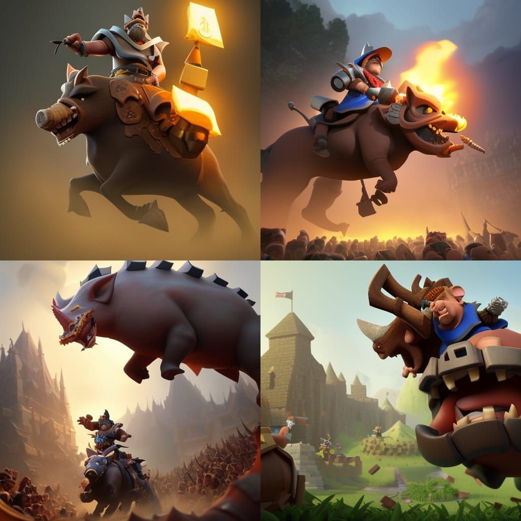 Realistic Clash Royale Hog Rider in Dark Fantasy Style