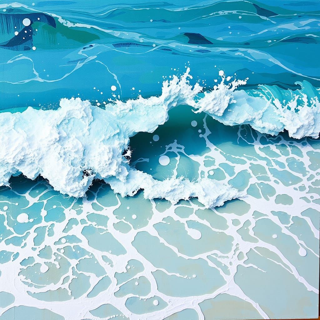 Vibrant Neo-Impressionist Beach Scene