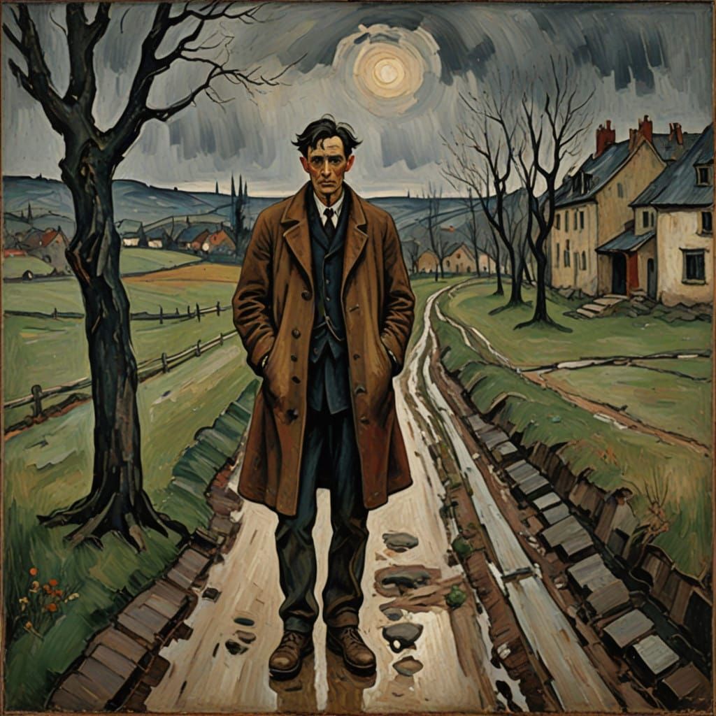 A Worn Traveler's Farewell in Desolate Landscapes