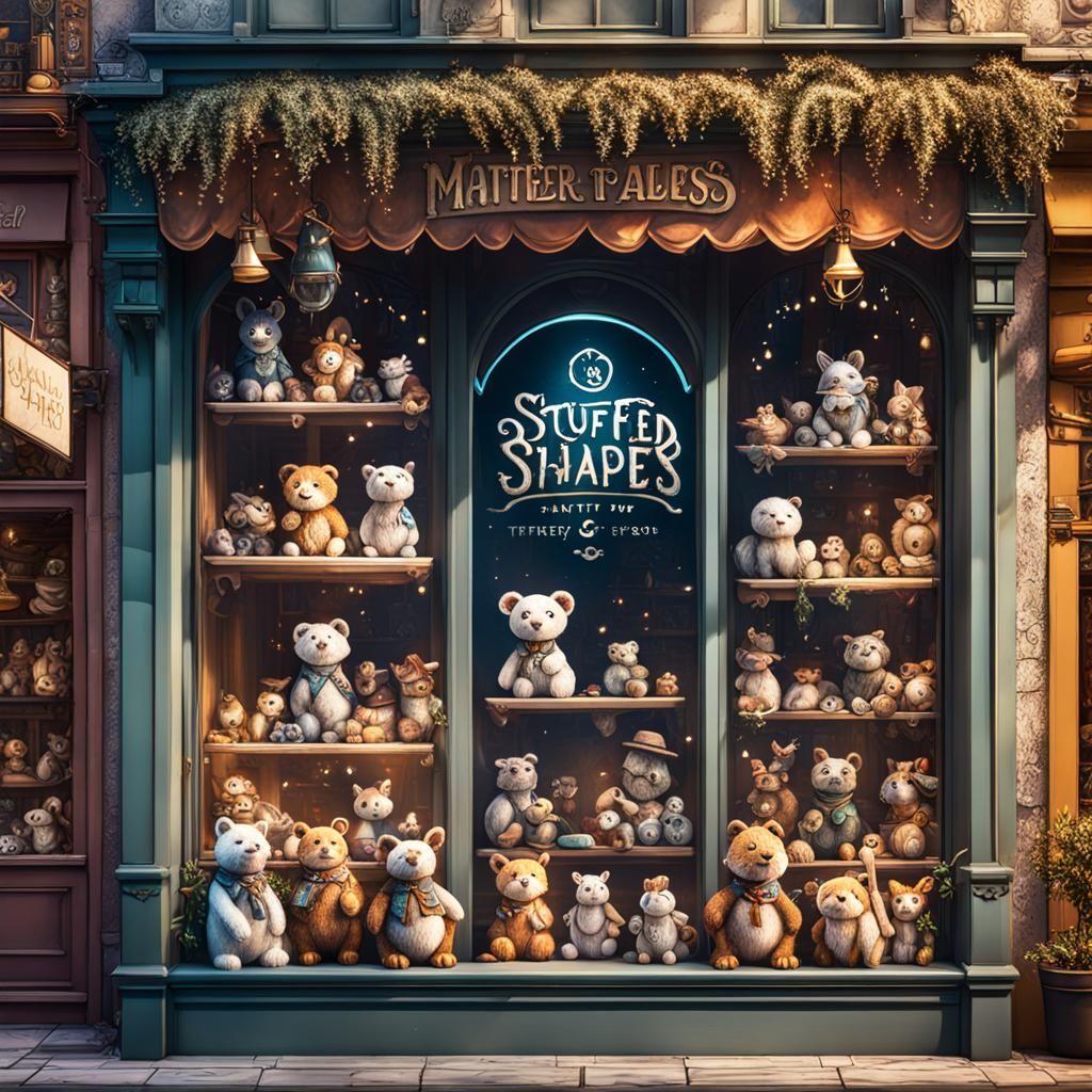 Whimsical Toy Shop Window in Vibrant Colors