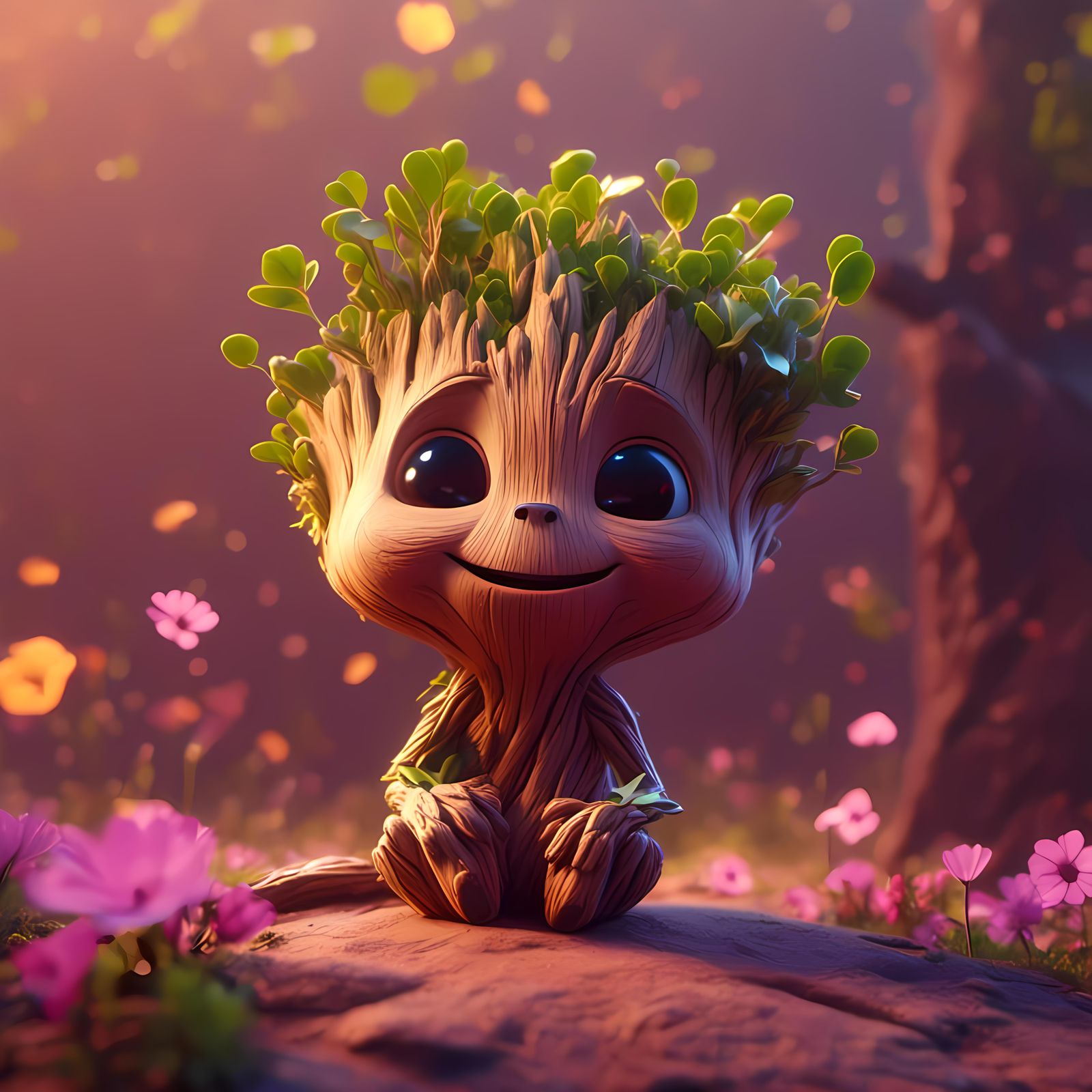 Shy Baby Groot as 3D Digital Art