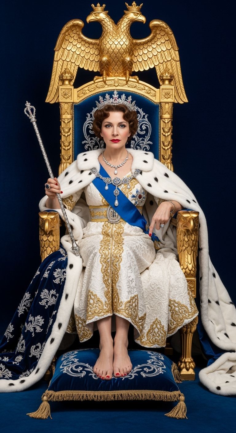 Elegant French Empress Seductively Seated on Golden Throne