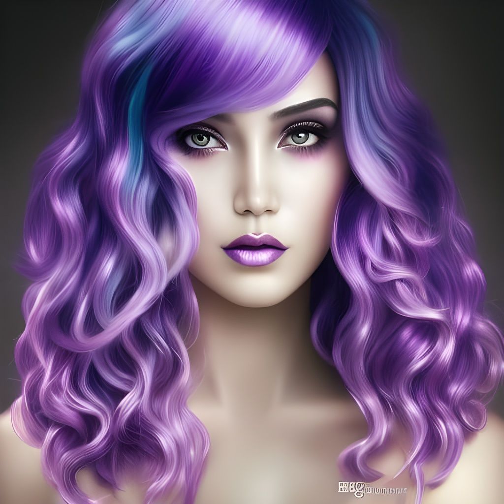 Noir Portrait of Girl with Purple Neon Hair