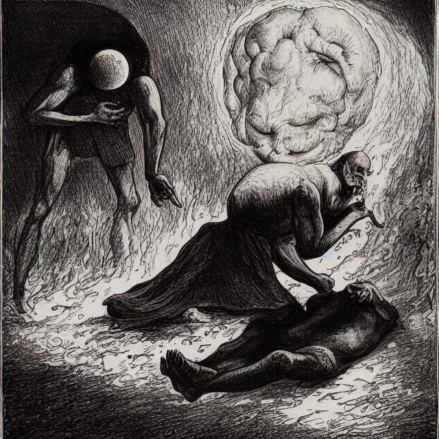 Gothic Horror Face in Dark Fantasy Mist