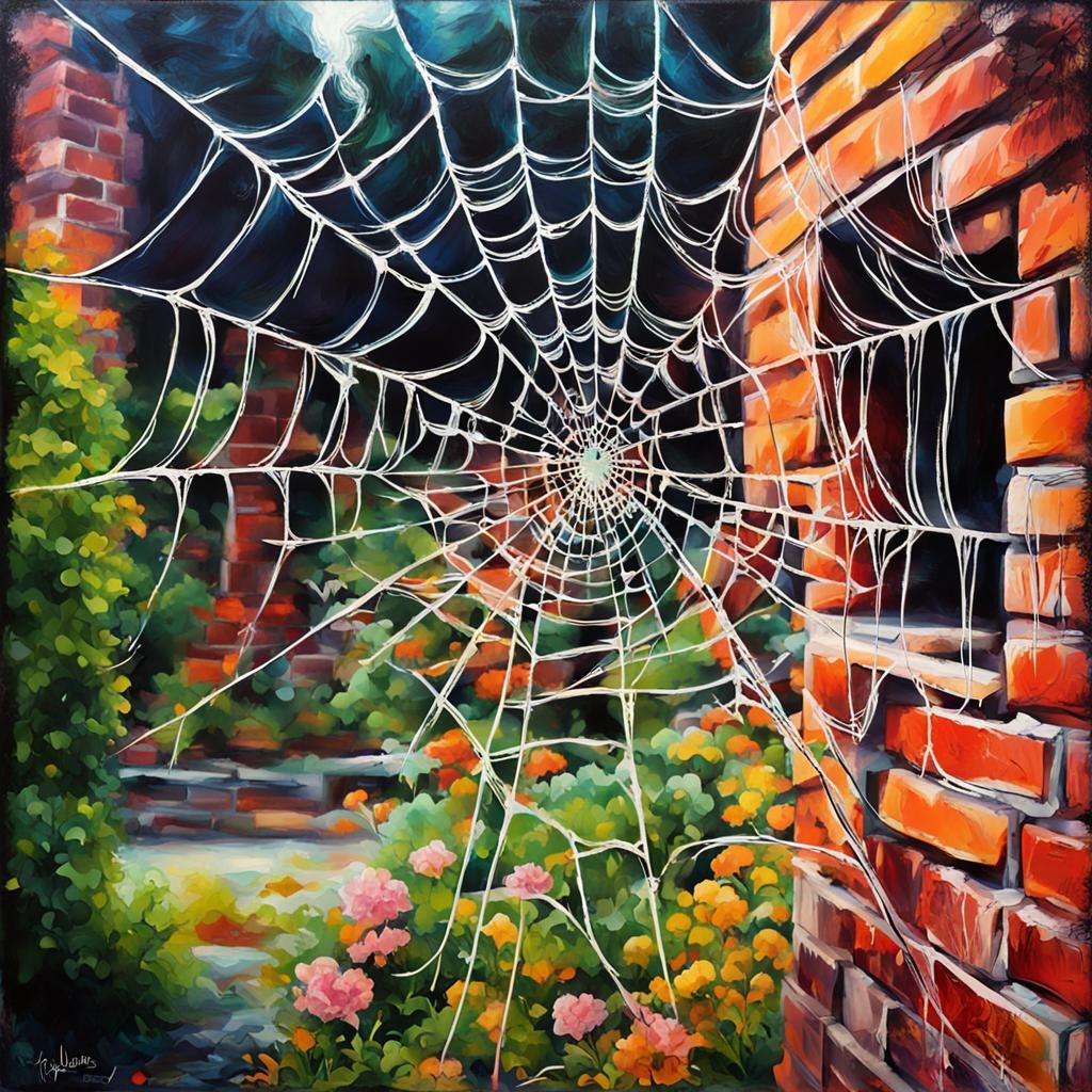 Fantasycore Garden View Through Spiderweb Arch