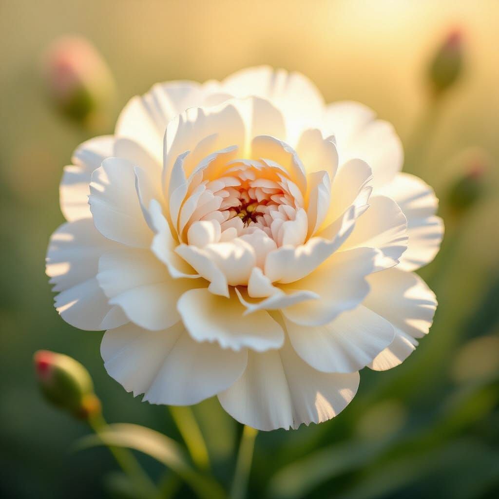 Stunning White Carnage Flower Oil Painting