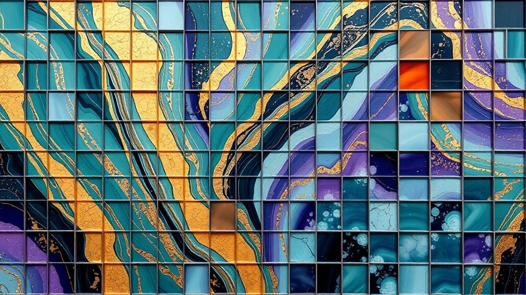 Elegant Murano Glass Mosaics in Phosphorescent Hues