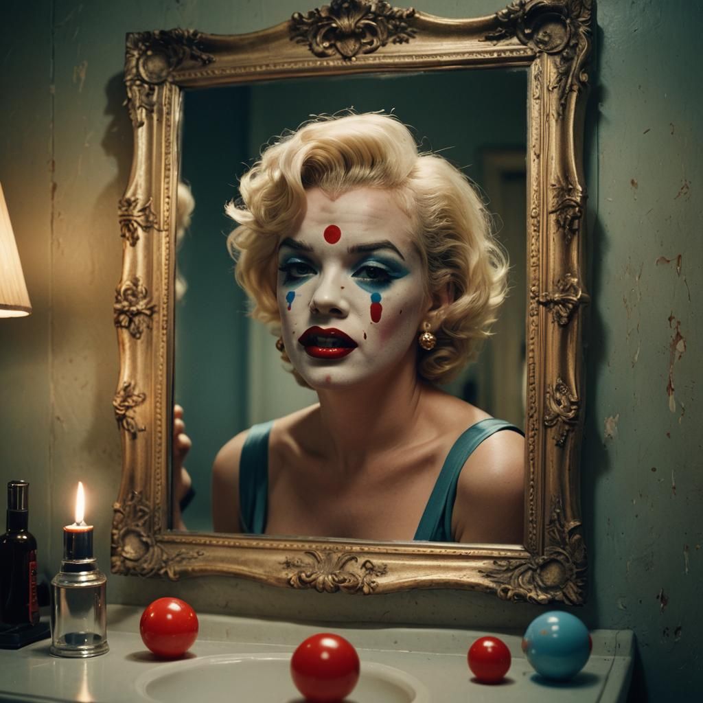 Marilyn Monroe as Clown in Classic Hollywood Style