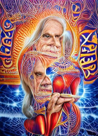 Visionary Abstract Painting in Alex Grey Style
